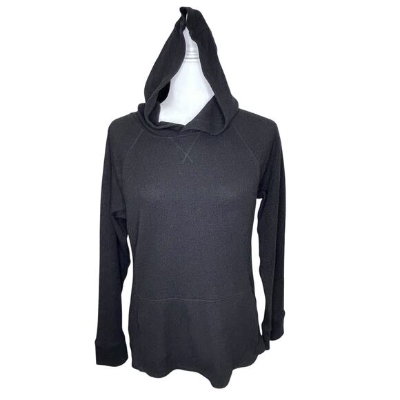 Calvin Klein Performance Waffle Knit Long Sleeve Hoodie Black - Picture 1 of 9